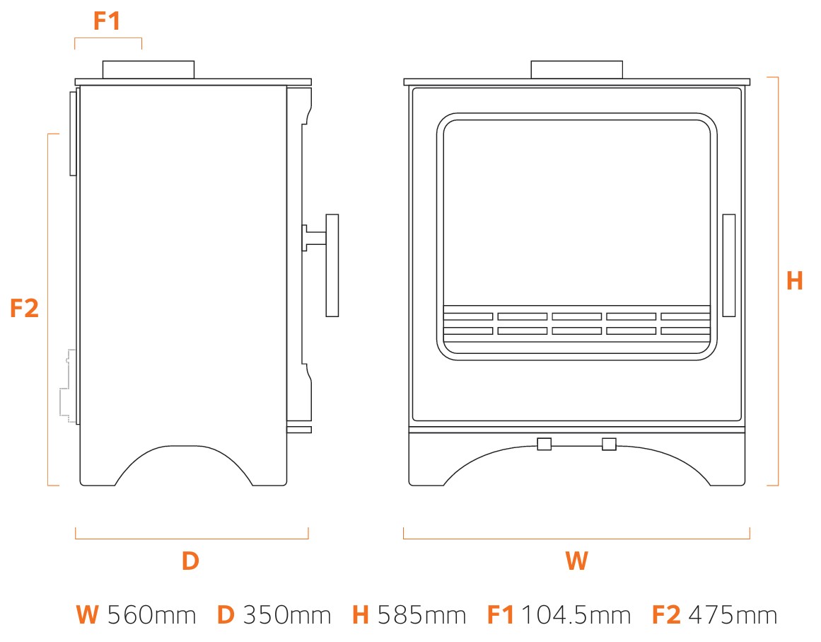 Buddy 8 Line Drawing Line Drawing for Buddy 8 Wood Stove