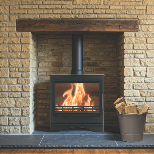 Buddy 8 Wood in a brick fireplace
